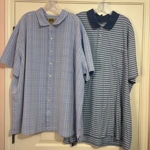 The Foundry Supply Co. Bundle Mens 4XL Button Down Polo Shirt Short Sleeve Blue